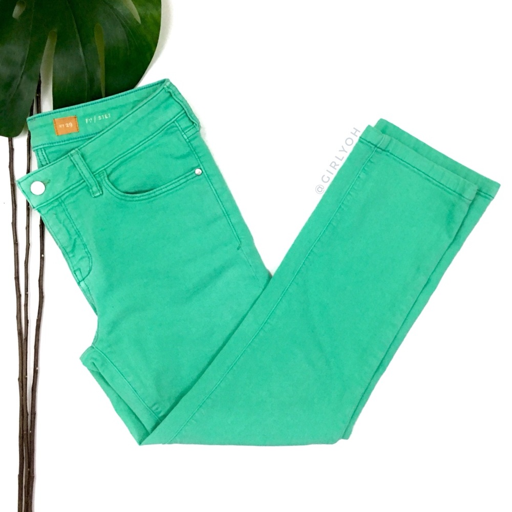 Pilcro Anthropologie Stet Green Crop Ankle Jeans